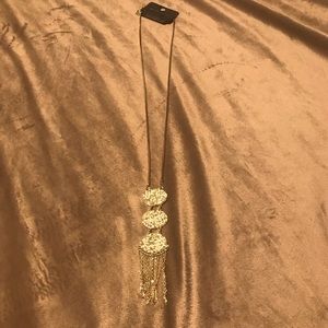 New York & Company Long Gold Pendant Necklace